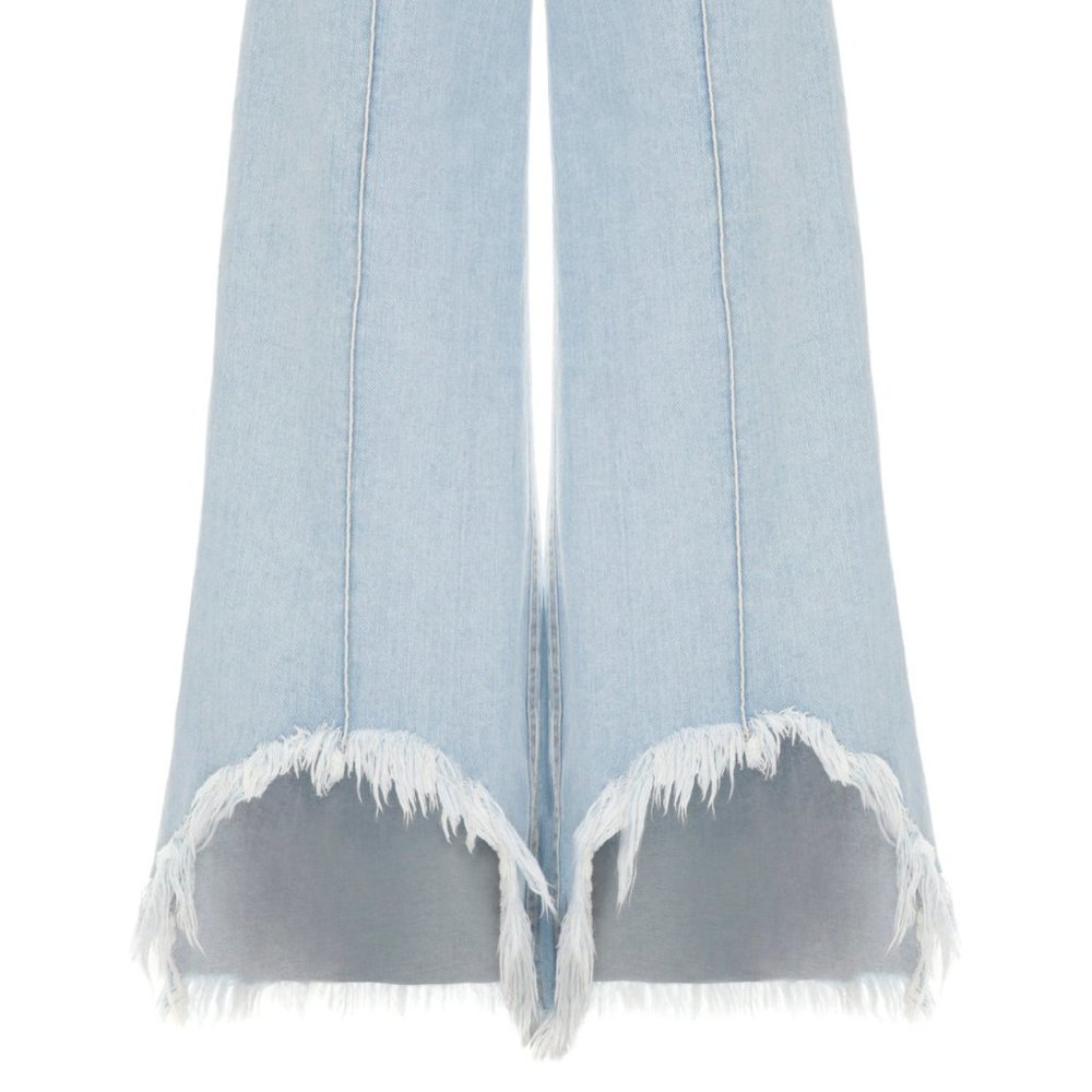 $400 Ksenia Schnaider Street Style Unique Cutout Wide Leg Frayed Jeans NEW - Picture 5 of 11